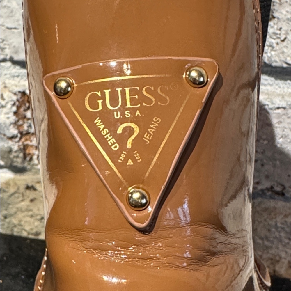 GUESS Hestia Boots Lug Sole Chelsea Booties Size 7 Cognac Brown - Picture 3 of 4